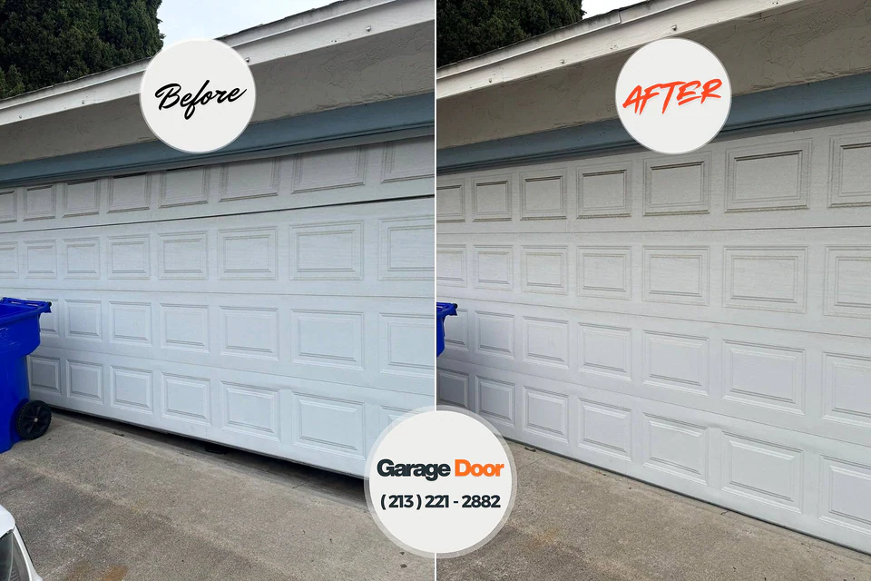 Before and after: garage door repair Delhi Hills, OH